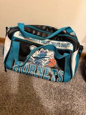 Vintage 90s Charlotte Hornets NBA Basketball Duffle Gym Bag Teal/Black/White